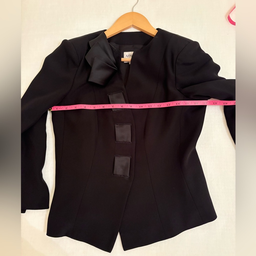 Armani Collezioni Black Women's Blazer with Satin Accents - Picture 5 of 7